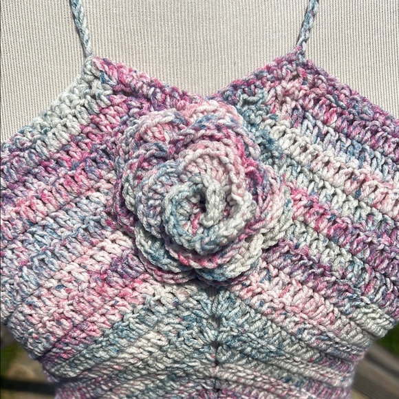 Handmade Crochet Halter Top - Pink and Grey - Picture 5 of 5